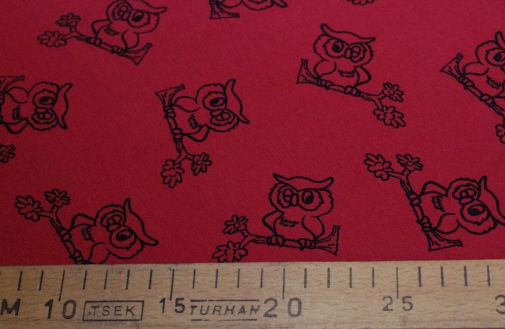 футер 2х нитка  принт совы на красном