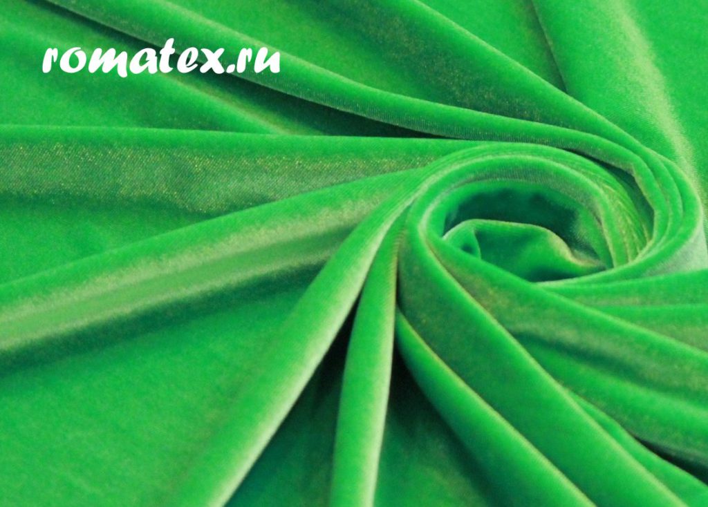 бархат стрейч салатовый однотонный